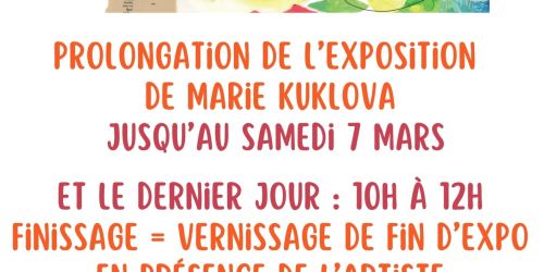 Prolongation de l&rsquo;exposition de Marie Kuklova jusqu&rsquo;au 7 mars & finissage le dernier jour