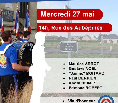 27/05 : Inauguration des rues Clos du Saulnier – Cérémonie commémorative